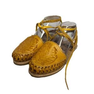 Rodeo Durango Yellow Leather Gladiator Closed Toe Sandals Shoes